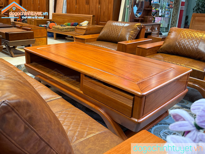 Sofa Gõ Đỏ Chân Thuyền Ngăn Kéo Vát